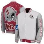 personalized-umass-minutemen-speckled-arms-red-gray-varsity-jacket-best-selling.webp