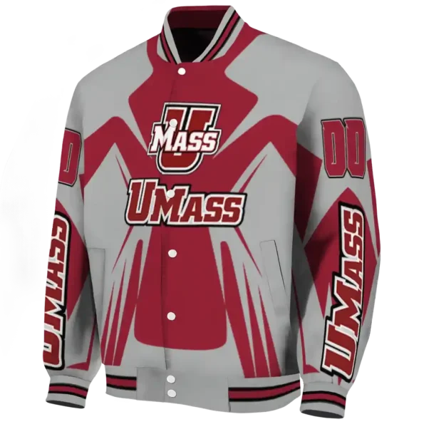 personalized umass minutemen spider mark red grey varsity jacket best selling