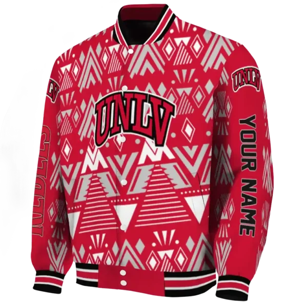 personalized unlv rebels pyramid shapes red varsity jacket best selling