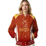 personalized-usc-trojans-hexagon-grid-red-varsity-jacket-best-selling.webp