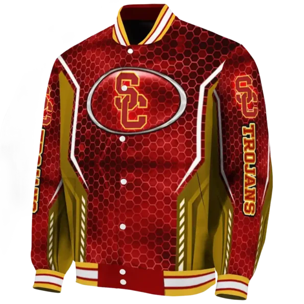 personalized usc trojans power plate red varsity jacket best selling