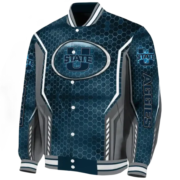 personalized utah state aggies power plate navy varsity jacket best selling