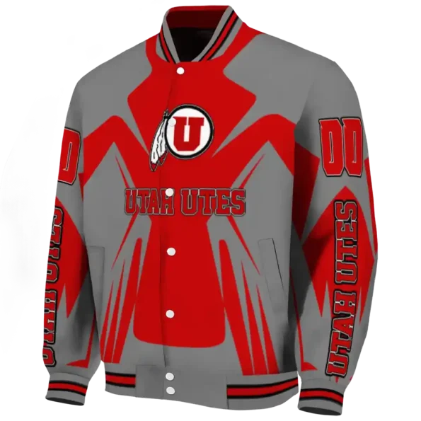 personalized utah utes spider mark red gray varsity jacket best selling