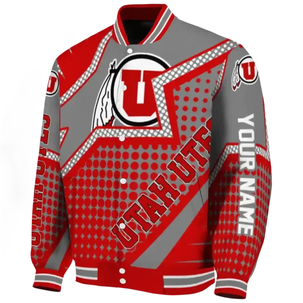 personalized utah utes star burst red varsity jacket best selling