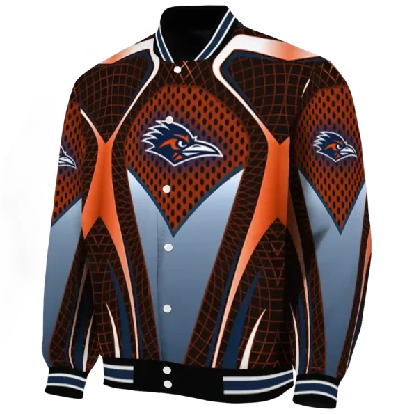 personalized utsa roadrunners mesh chest blue black varsity jacket best selling