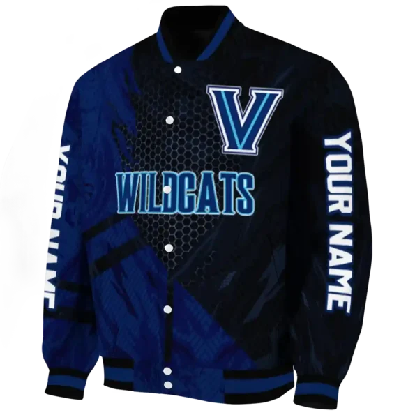 personalized villanova wildcats hexagon mesh navy black varsity jacket best selling