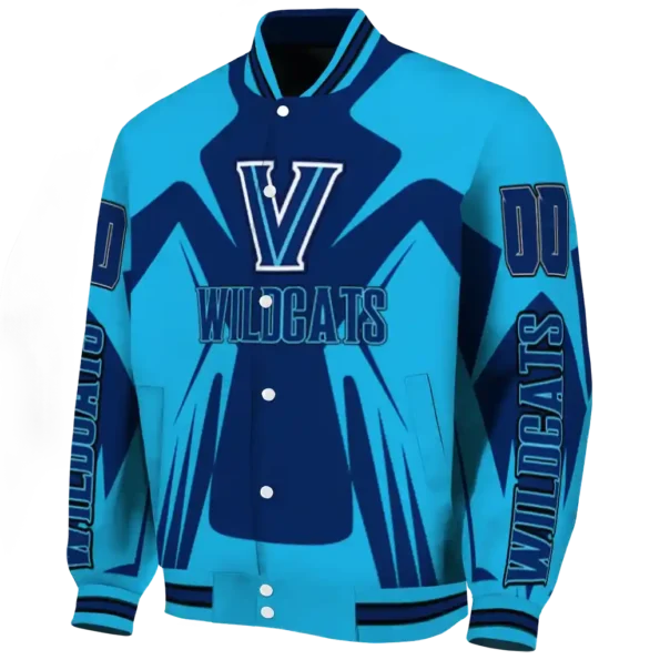 personalized villanova wildcats spider mark navy light blue varsity jacket best selling