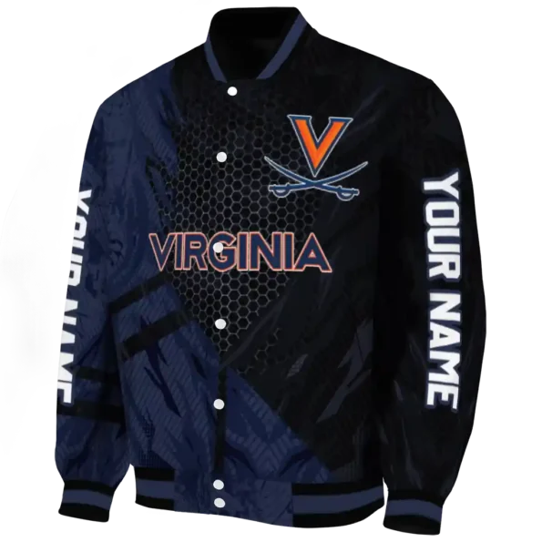 personalized virginia cavaliers hexagon mesh blue black varsity jacket best selling