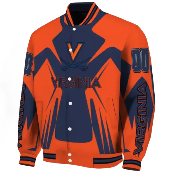 personalized virginia cavaliers spider mark blue orange varsity jacket best selling