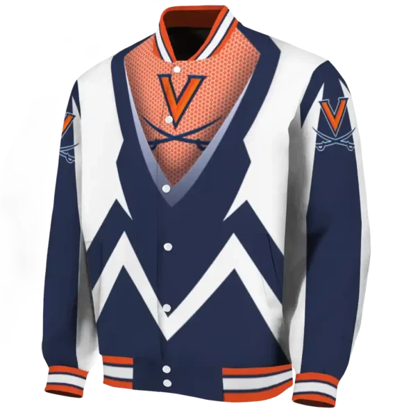 personalized virginia cavaliers v stripes blue white varsity jacket best selling