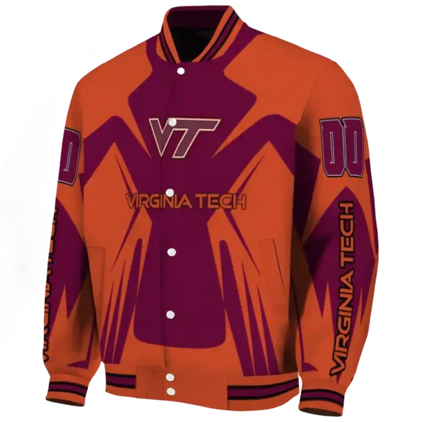 personalized virginia tech hokies spider mark maroon orange varsity jacket best selling