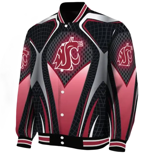 personalized washington state cougars mesh chest grey black varsity jacket best selling