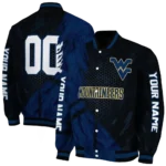 personalized-west-virginia-mountaineers-hexagon-mesh-blue-black-varsity-jacket-best-selling.webp