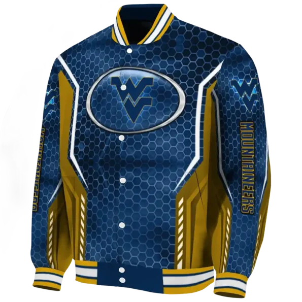personalized west virginia mountaineers power plate blue varsity jacket best selling