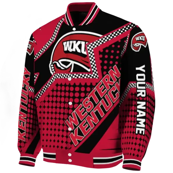 personalized western kentucky hilltoppers star burst red varsity jacket best selling