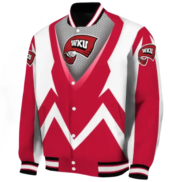 personalized western kentucky hilltoppers v stripes red white varsity jacket best selling