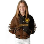 personalized-western-michigan-broncos-hexagon-mesh-brown-black-varsity-jacket-best-selling.webp