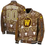 personalized-western-michigan-broncos-pyramid-shapes-brown-varsity-jacket-best-selling.webp