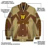 personalized-western-michigan-broncos-spider-mark-brown-gold-varsity-jacket-best-selling.webp