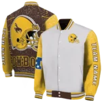 personalized-wyoming-cowboys-speckled-arms-brown-gray-varsity-jacket-best-selling.webp