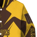 personalized-wyoming-cowboys-spider-mark-brown-gold-varsity-jacket-best-selling.webp