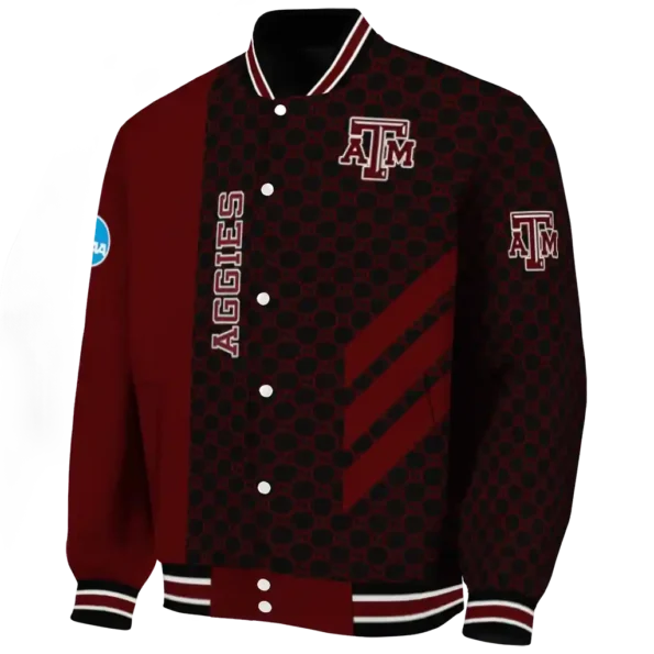 texas am aggies triple side stripes maroon black varsity jacket best selling