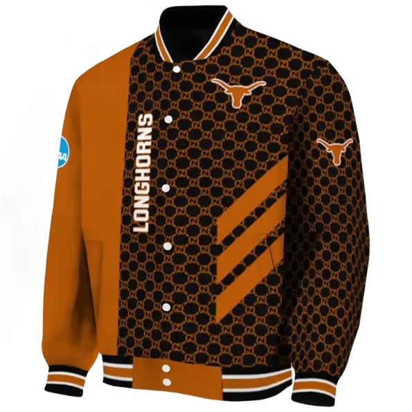 texas longhorns triple side stripes orange black varsity jacket best selling