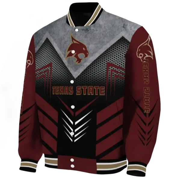 texas state bobcats arrow layer maroon black varsity jacket best selling