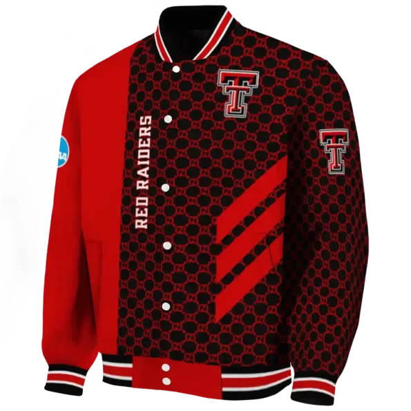 texas tech red raiders triple side stripes red black varsity jacket best selling
