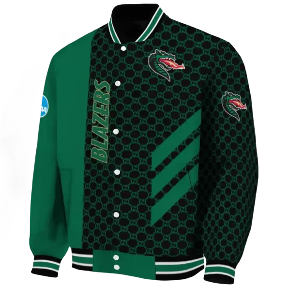 uab blazers triple side stripes green black varsity jacket best selling