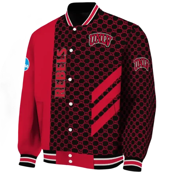 unlv rebels triple side stripes red black varsity jacket best selling