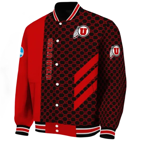 utah utes triple side stripes red black varsity jacket best selling