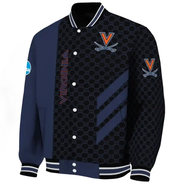 virginia cavaliers triple side stripes blue black varsity jacket best selling