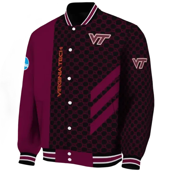 virginia tech hokies triple side stripes maroon black varsity jacket best selling