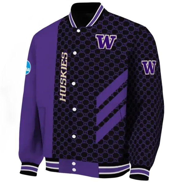 washington huskies triple side stripes purple black varsity jacket best selling