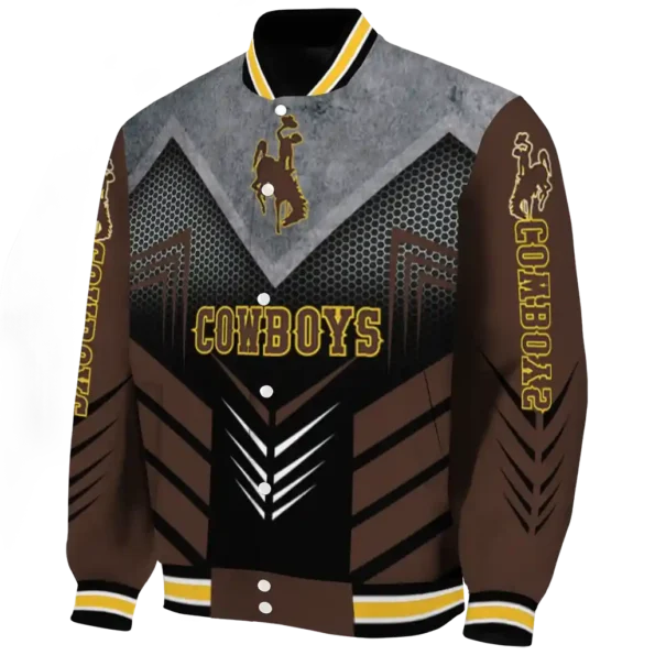 wyoming cowboys arrow layer brown black varsity jacket best selling