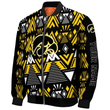 Iowa Hawkeyes Jacket - Personalized Pyramid Shapes Black