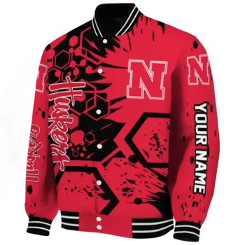Nebraska Cornhuskers Jacket - Custom Hexagon Cluster Red Black Deluxe