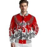 custom ohio state buckeyes winged blaze scarlet white varsity jacket best selling.webp