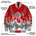 custom ohio state buckeyes winged blaze scarlet white varsity jacket best selling.webp