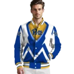 custom pittsburgh panthers v stripes royal blue white varsity jacket best selling.webp