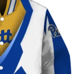 custom pittsburgh panthers v stripes royal blue white varsity jacket best selling.webp