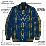 custom west virginia mountaineers bolt stripe blue varsity jacket best selling.webp