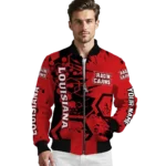 customized-louisiana-ragin-cajuns-hexagon-cluster-red-black-bomber-jacket-best-selling.webp