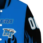 customized-middle-tennessee-blue-raiders-flame-border-blue-black-varsity-jacket-best-selling.webp