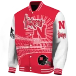 customized-nebraska-cornhuskers-ferris-arena-red-white-varsity-jacket-best-selling.webp