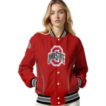 customized ohio state buckeyes chevron arrow scarlet varsity jacket best selling.webp