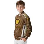 customized-western-michigan-broncos-hexagon-grid-brown-varsity-jacket-best-selling.webp