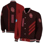 oklahoma sooners triple side stripes crimson black varsity jacket best selling.webp