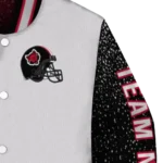 personalized-arkansas-state-red-wolves-speckled-arms-scarlet-gray-varsity-jacket-best-selling.webp